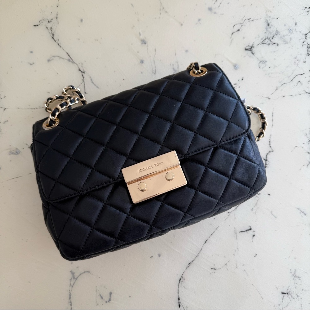 MICHAEL KORS Classic Flap Black Quilted Lamb Leather Bag
